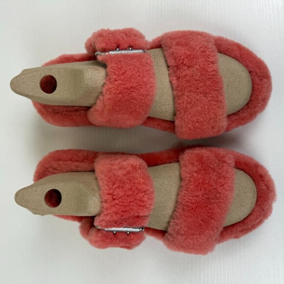 EUC UGG Women's Fuzz Yeah Blush Pink Sheepskin Slipper Slides - Picture 8 of 13